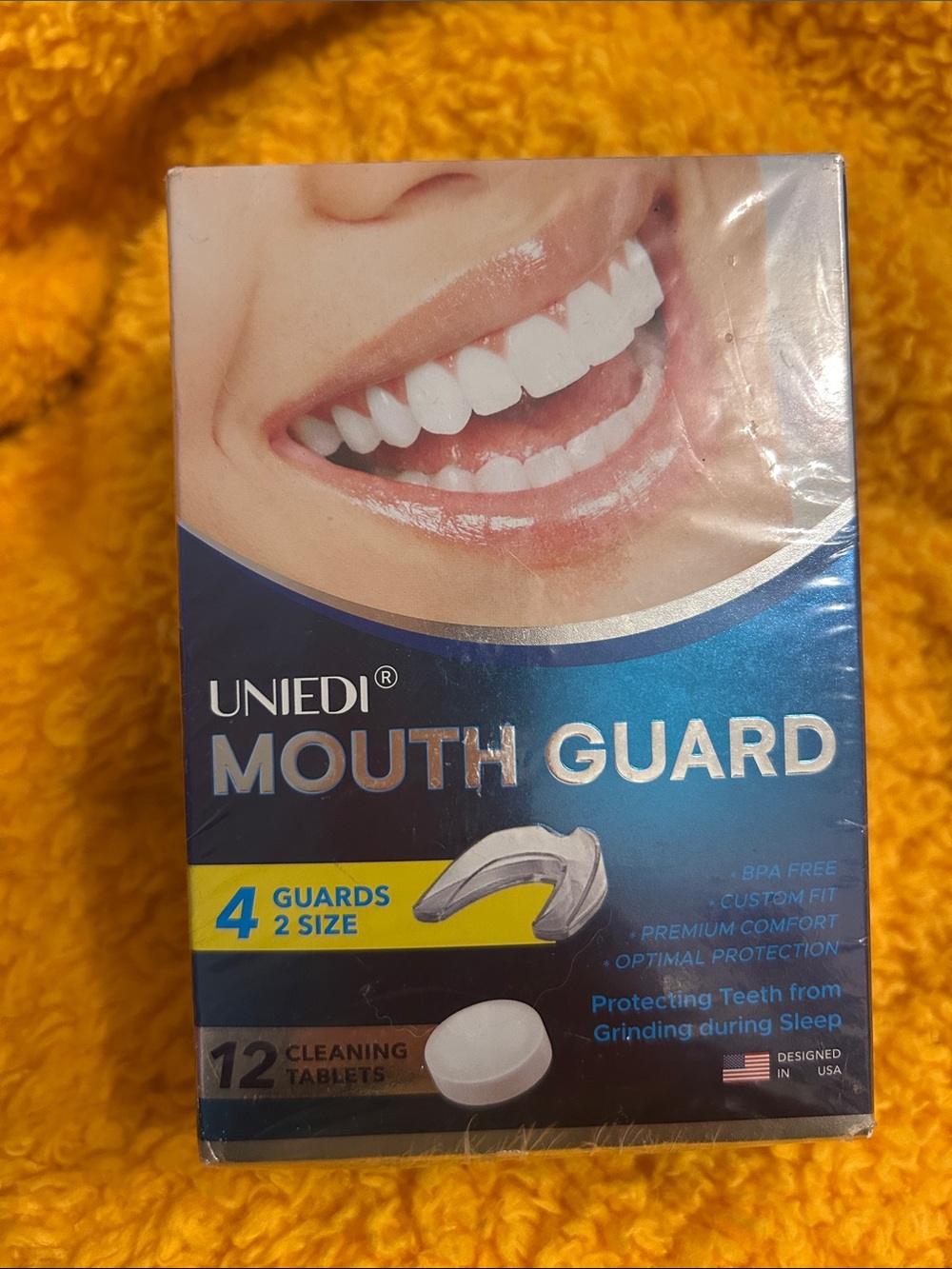 UNIEDI Mouth Guard - Blue Box with Yellow Accent